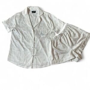 Kate Spade Mrs Pajama Set White Polka Dot Short Sleeve Button Down Shorts S P